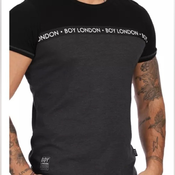 Boy London Gray & Black Logo Graphic T-Shirt - Pit to Pit 21.5” - Picture 1 of 12